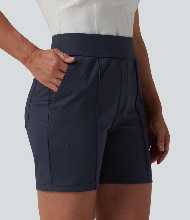 Mid High Waisted Quick Dry Golf Shorts with Pockets 5''-Golf Tee-UPF40+