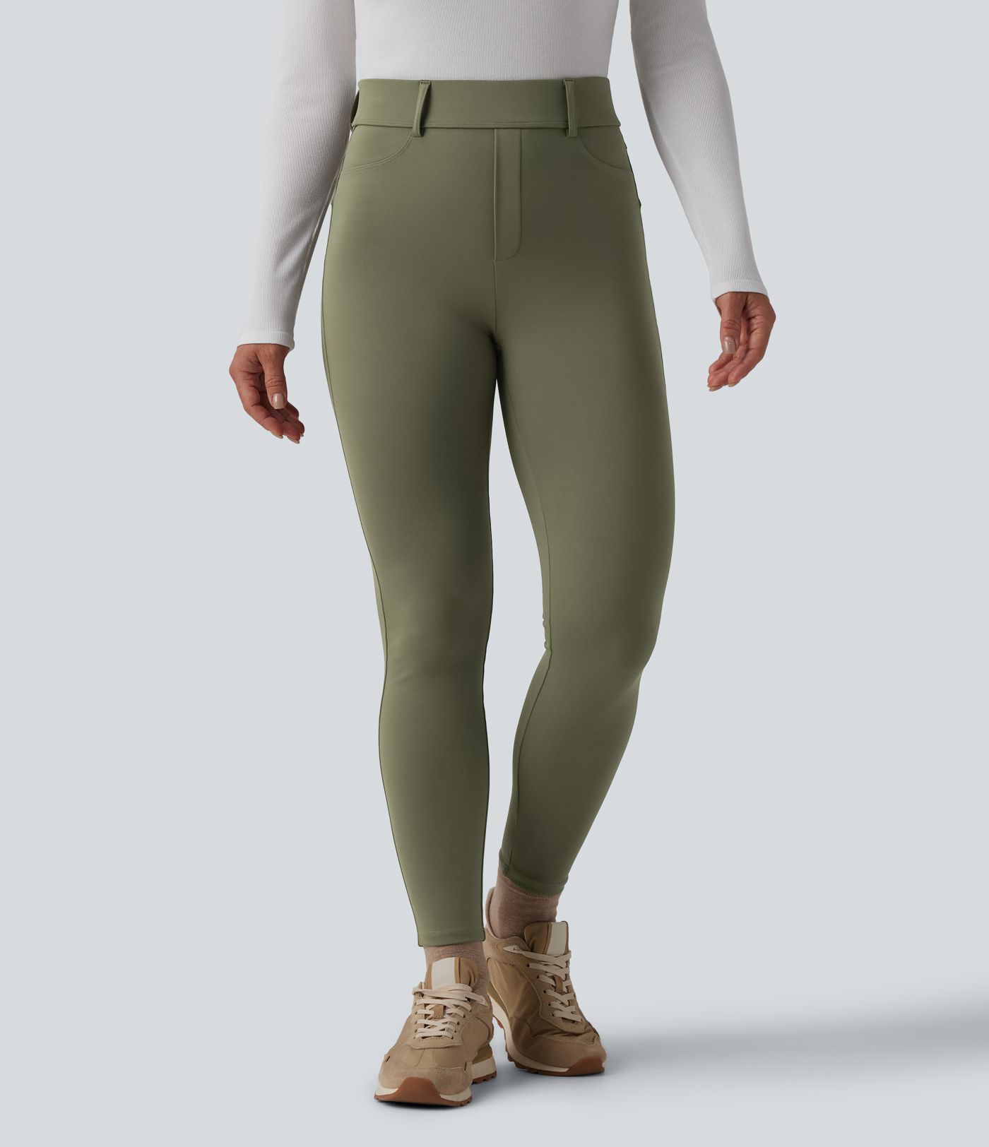 SoftlyZero™ Plush Thermal High Waisted Casual 7/8 Leggings with Pockets