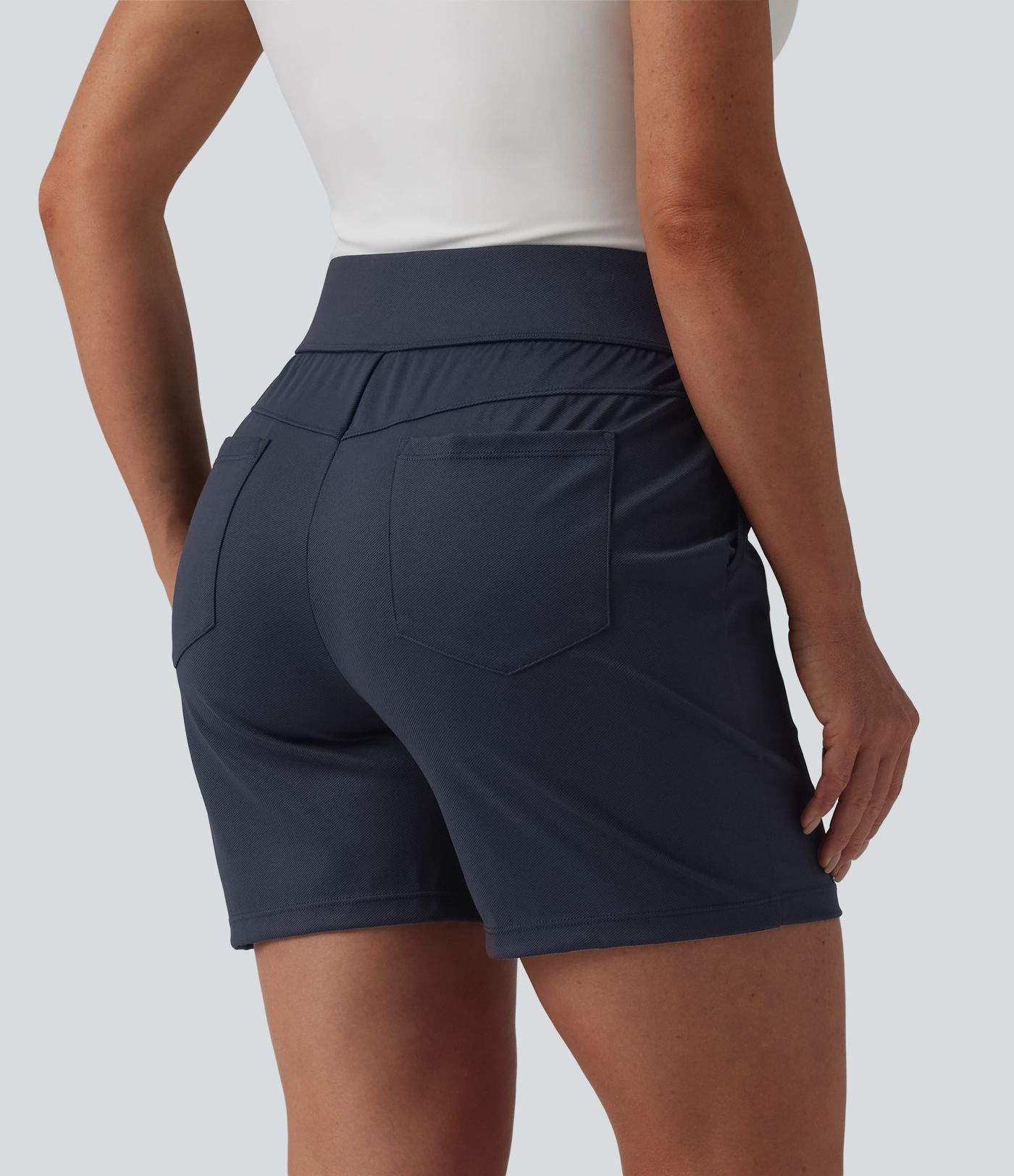 Mid High Waisted Quick Dry Golf Shorts with Pockets 5''-Golf Tee-UPF40+