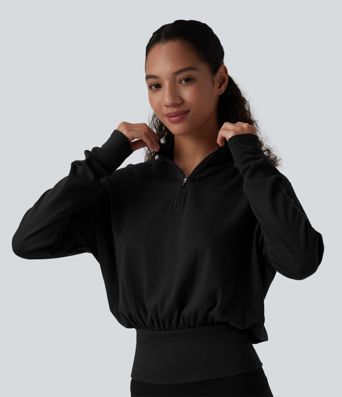 Sweat de travail chauffant Halara HeatCore col cheminée demi-zip manches longues