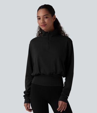 Sweat de travail chauffant Halara HeatCore col cheminée demi-zip manches longues