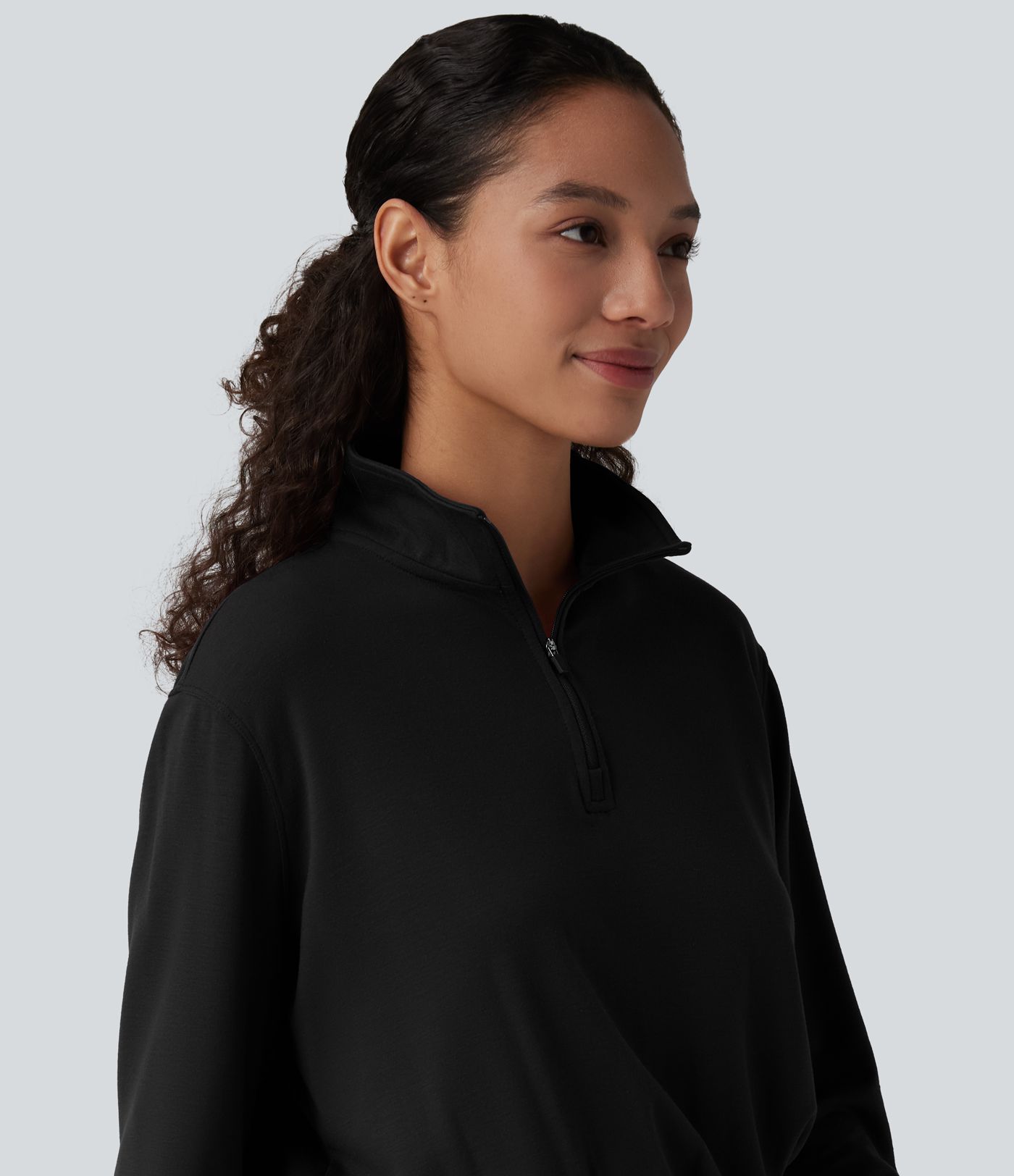 Sweat de travail chauffant Halara HeatCore col cheminée demi-zip manches longues