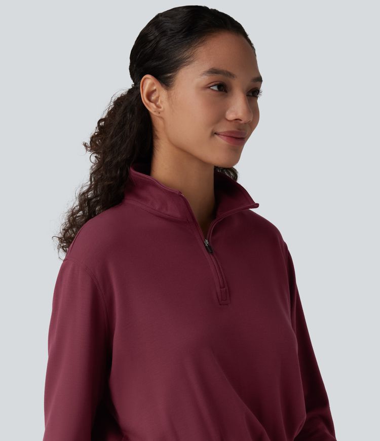 Halara HeatCore Mock Neck Half Zip Long Sleeve Warming Work Sweatshirt