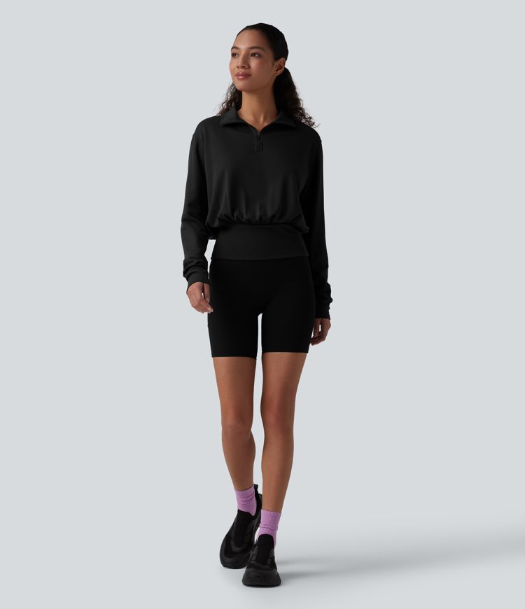 Sweat de travail chauffant Halara HeatCore col cheminée demi-zip manches longues