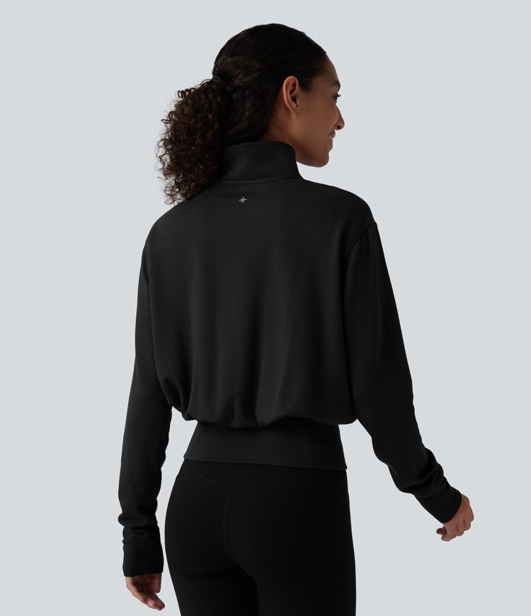 Sweat de travail chauffant Halara HeatCore col cheminée demi-zip manches longues