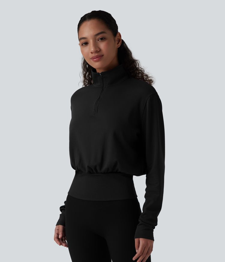 Sweat de travail chauffant Halara HeatCore col cheminée demi-zip manches longues