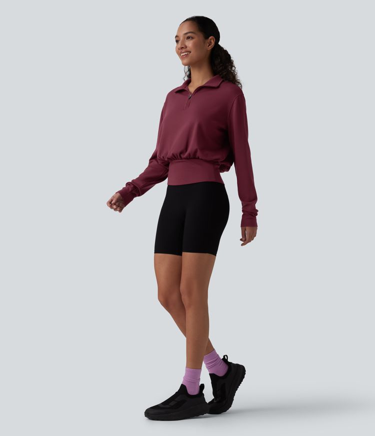 Halara HeatCore Mock Neck Half Zip Long Sleeve Warming Work Sweatshirt