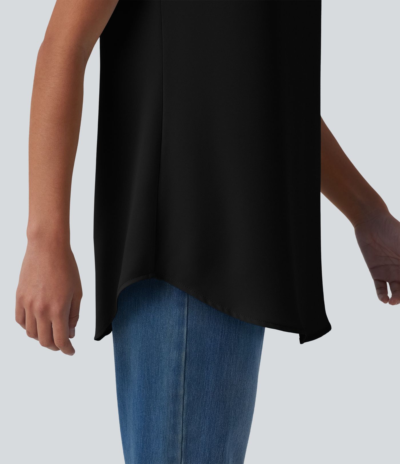 Square Neck Curved Hem Casual Tank Top