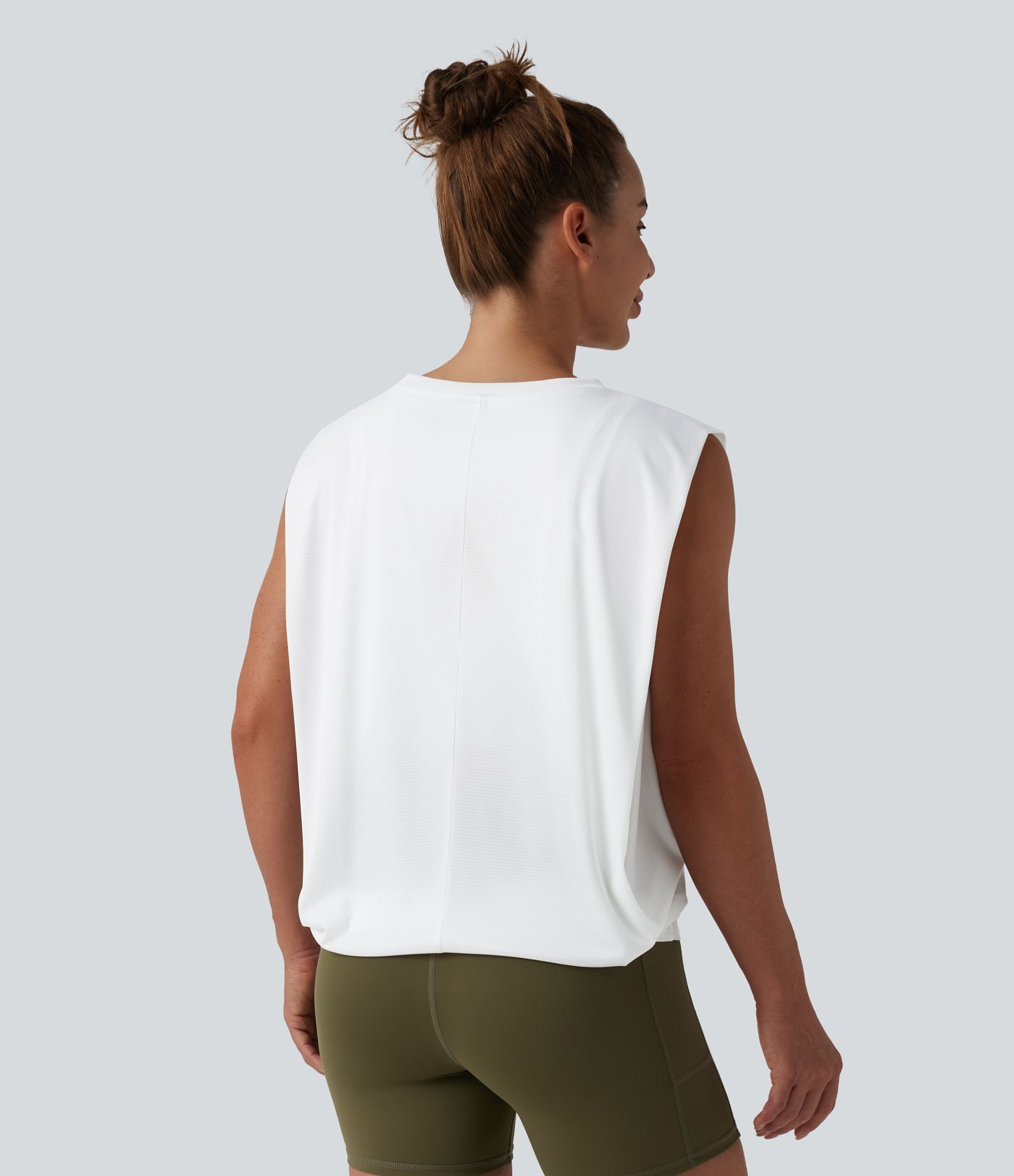 Round Neck Ruched Workout Tank Top