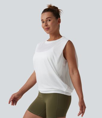 Round Neck Ruched Workout Tank Top