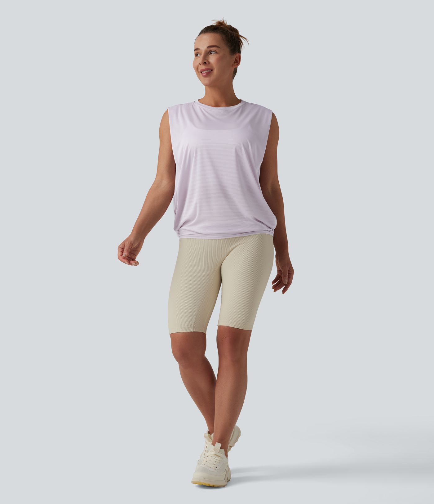 Round Neck Ruched Workout Tank Top