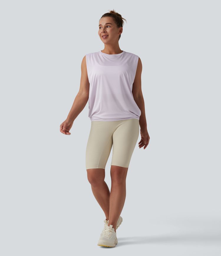 Round Neck Ruched Workout Tank Top