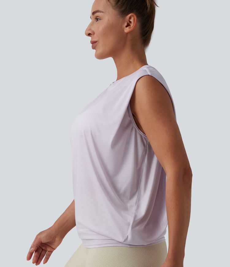 Round Neck Ruched Workout Tank Top