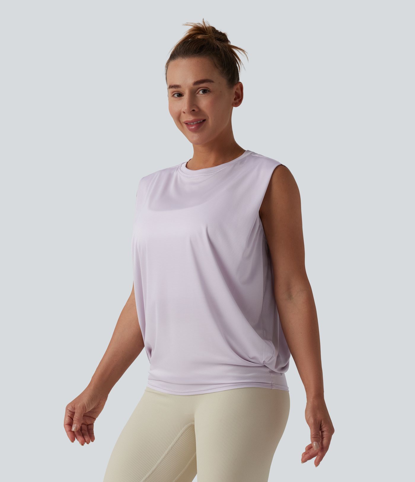 Round Neck Ruched Workout Tank Top