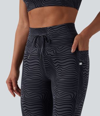 Halara UltraSculpt™ leggings de yoga taille haute à imprimé zèbre, à cordon de serrage et poches