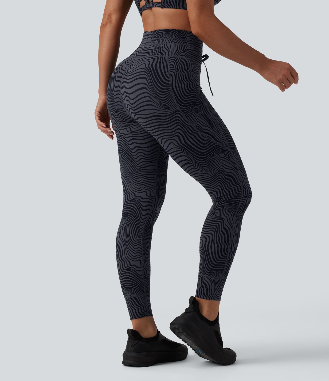 Halara UltraSculpt™ leggings de yoga taille haute à imprimé zèbre, à cordon de serrage et poches