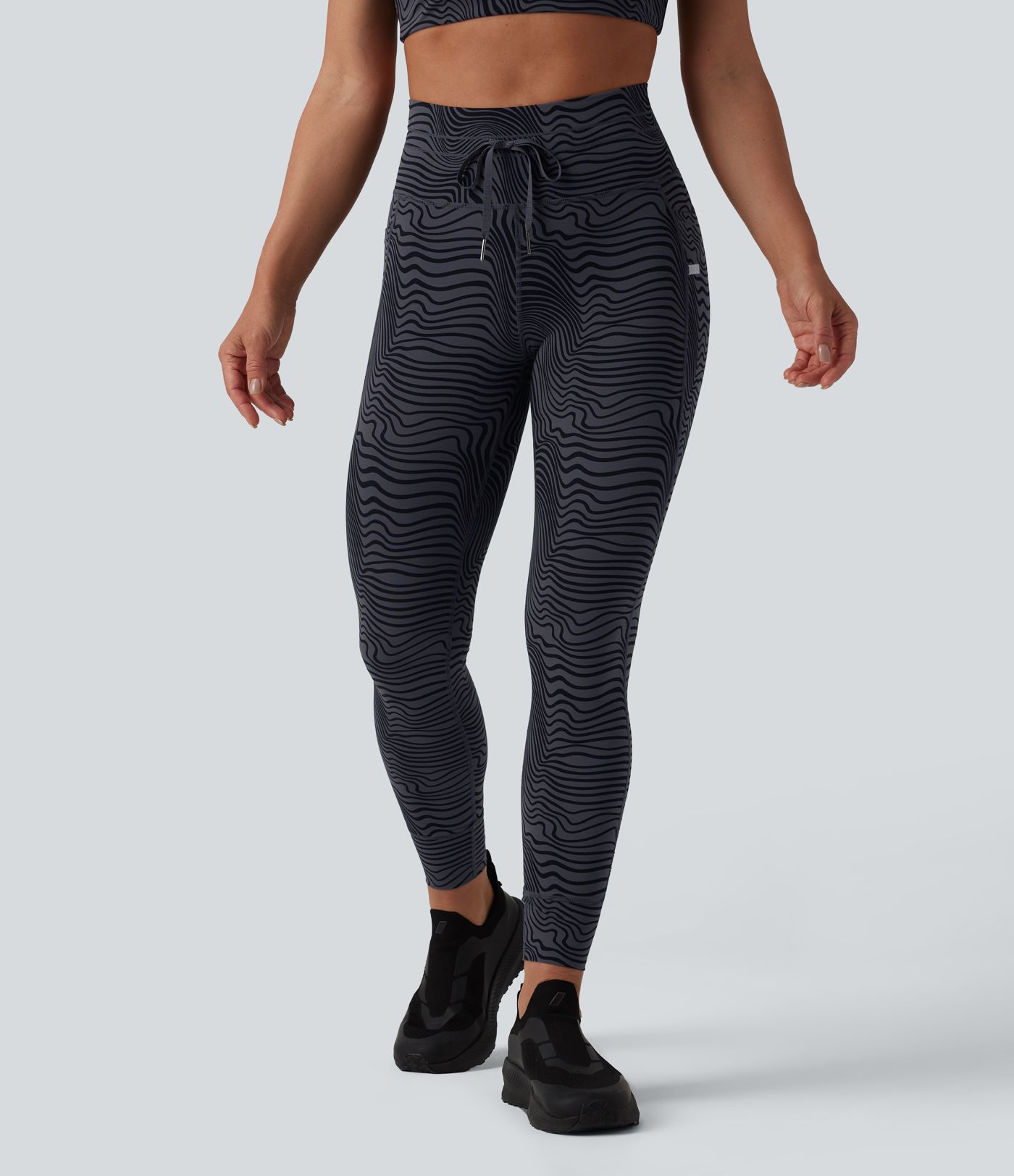 Halara UltraSculpt™ leggings de yoga taille haute à imprimé zèbre, à cordon de serrage et poches