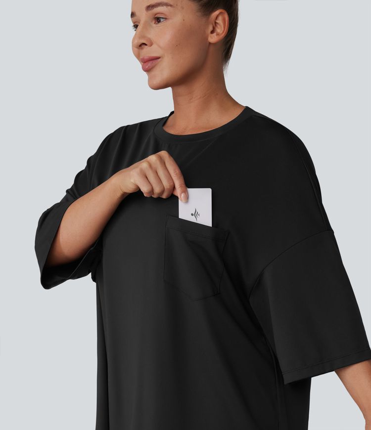 Round Neck Casual T-Shirt with Pocket