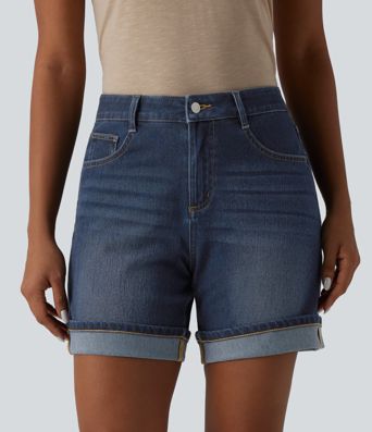 Halara Flex™ High Waisted Denim Casual Shorts 6'' with Pockets