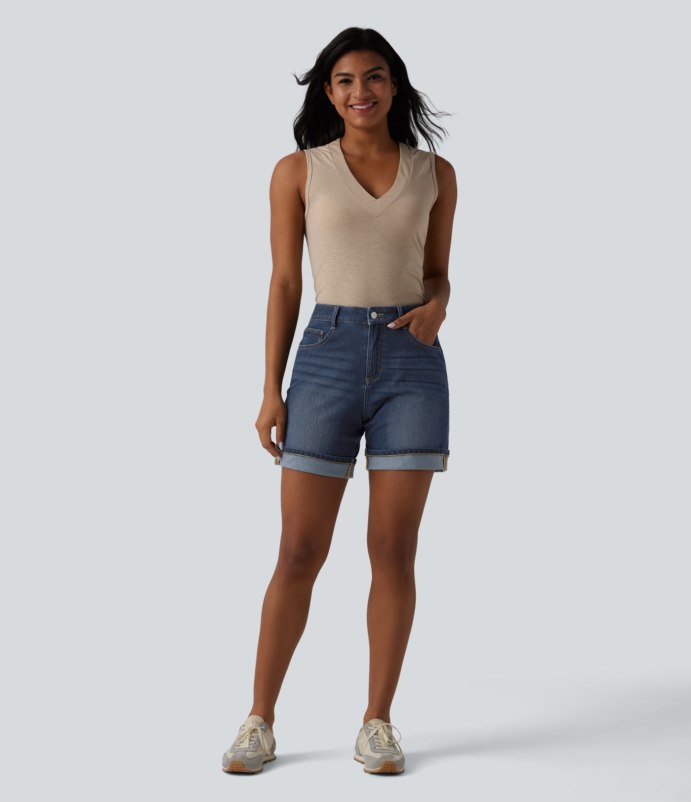 Halara Flex™ High Waisted Denim Casual Shorts 6'' with Pockets