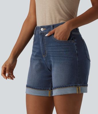 Halara Flex™ High Waisted Denim Casual Shorts 6'' with Pockets