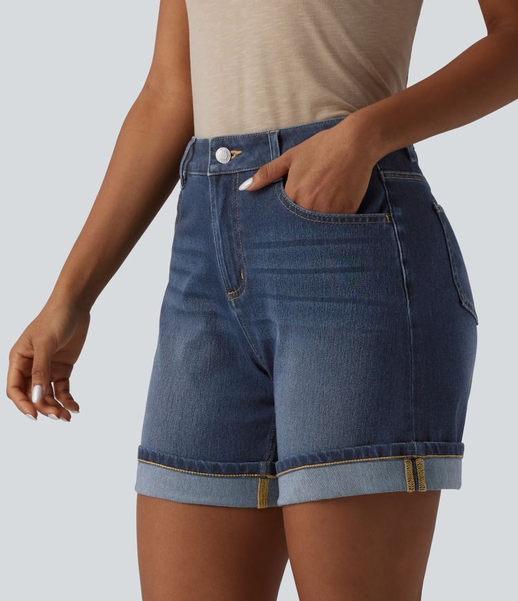 Halara Flex™ High Waisted Denim Casual Shorts 6'' with Pockets