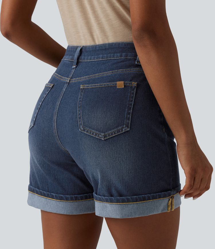 Halara Flex™ High Waisted Denim Casual Shorts 6'' with Pockets