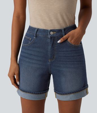 Halara Flex™ High Waisted Denim Casual Shorts 6'' with Pockets
