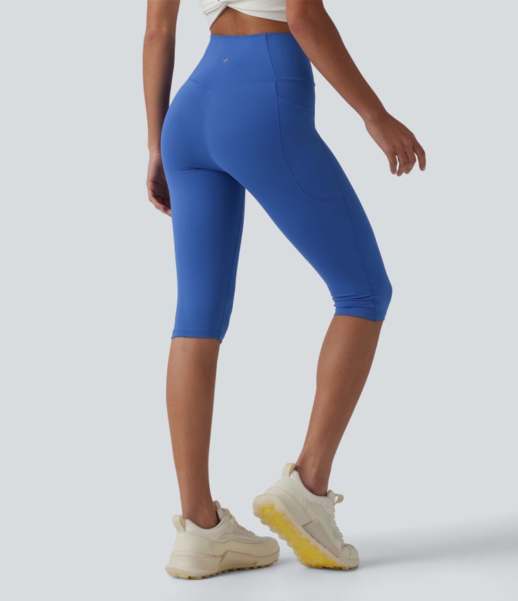 SoftlyZero™ High Waisted Crossover Pedal Pusher Yoga Leggings with Pockets-UPF50+