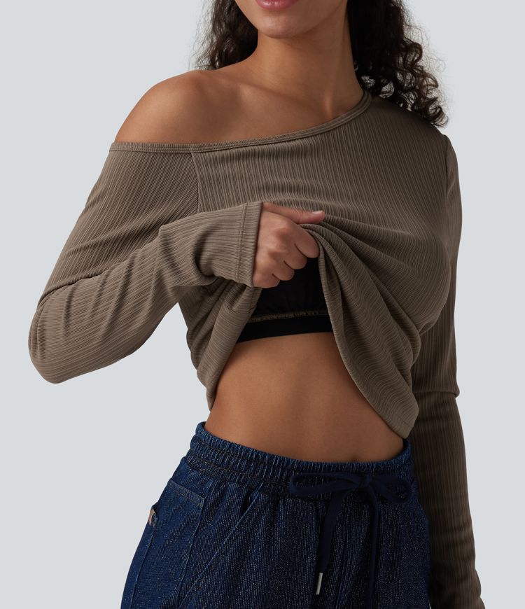 One Shoulder Long Sleeve Casual Top