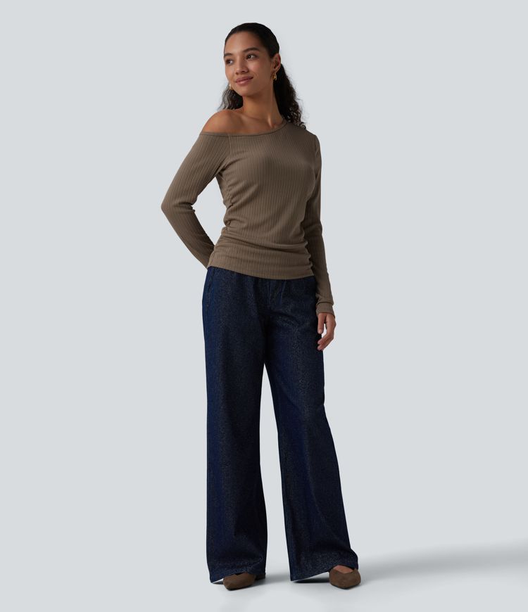 One Shoulder Long Sleeve Casual Top