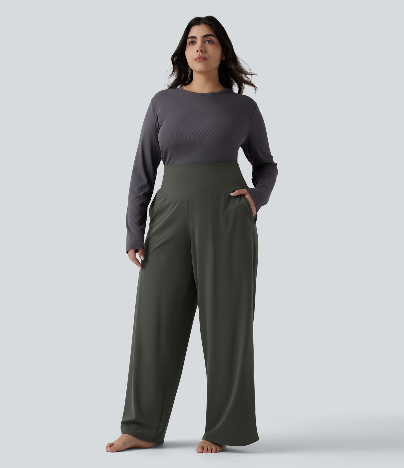 Halara UltraSculpt™ High Waisted Tummy Control Straight Leg Yoga Plus Size Pants with Pockets