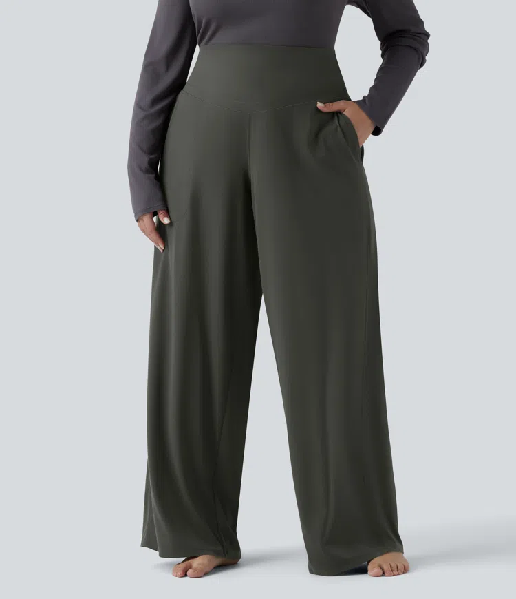 Halara UltraSculpt™ Yoga-Hose mit hoher Taille, bauchformend, geradem Bein, in Übergrößen, mit Taschen