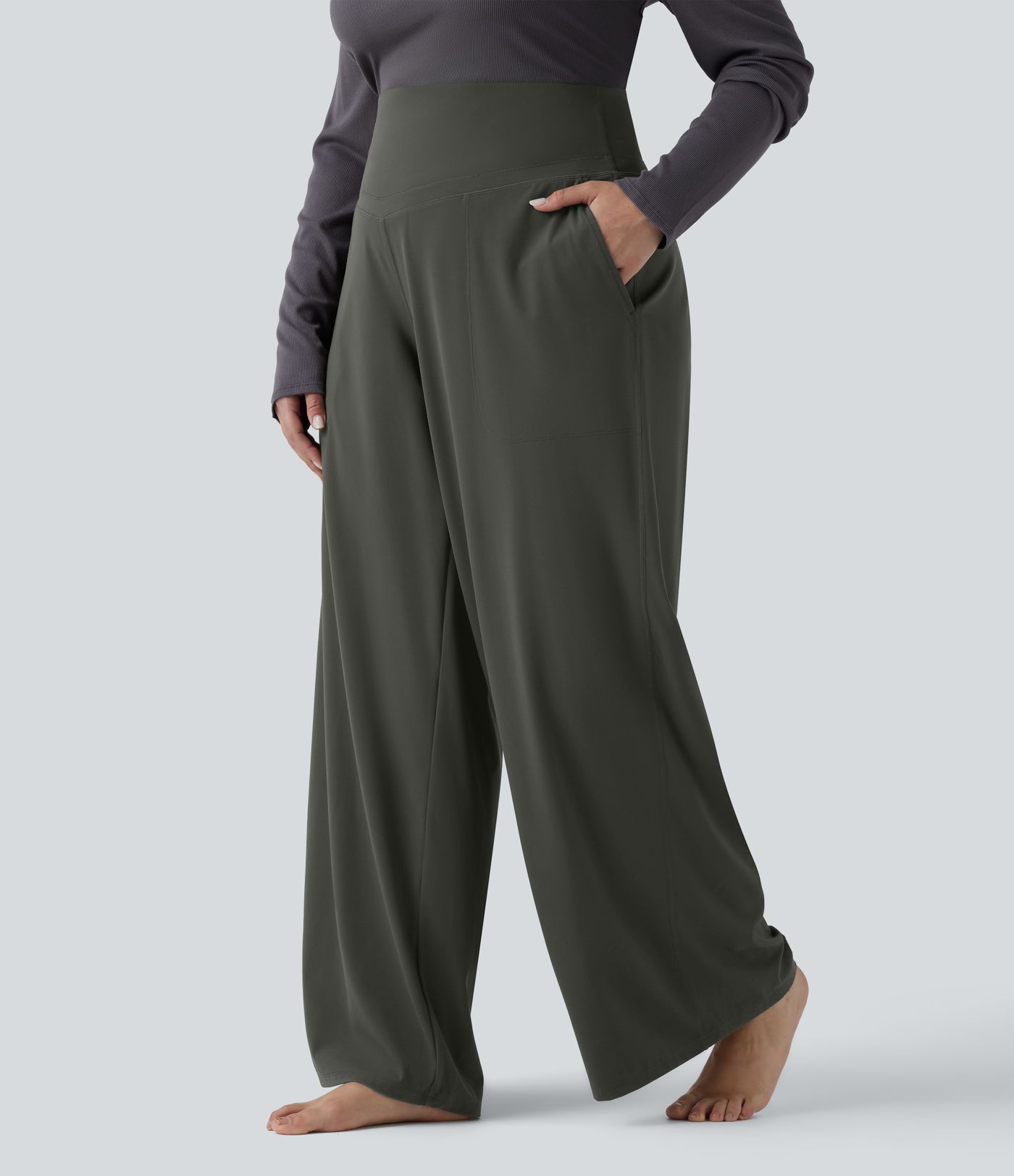 Halara UltraSculpt™ High Waisted Tummy Control Straight Leg Yoga Plus Size Pants with Pockets