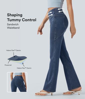 Halara Flex™ SoCinched Jeans casuales de talle alto con control de abdomen y bolsillos