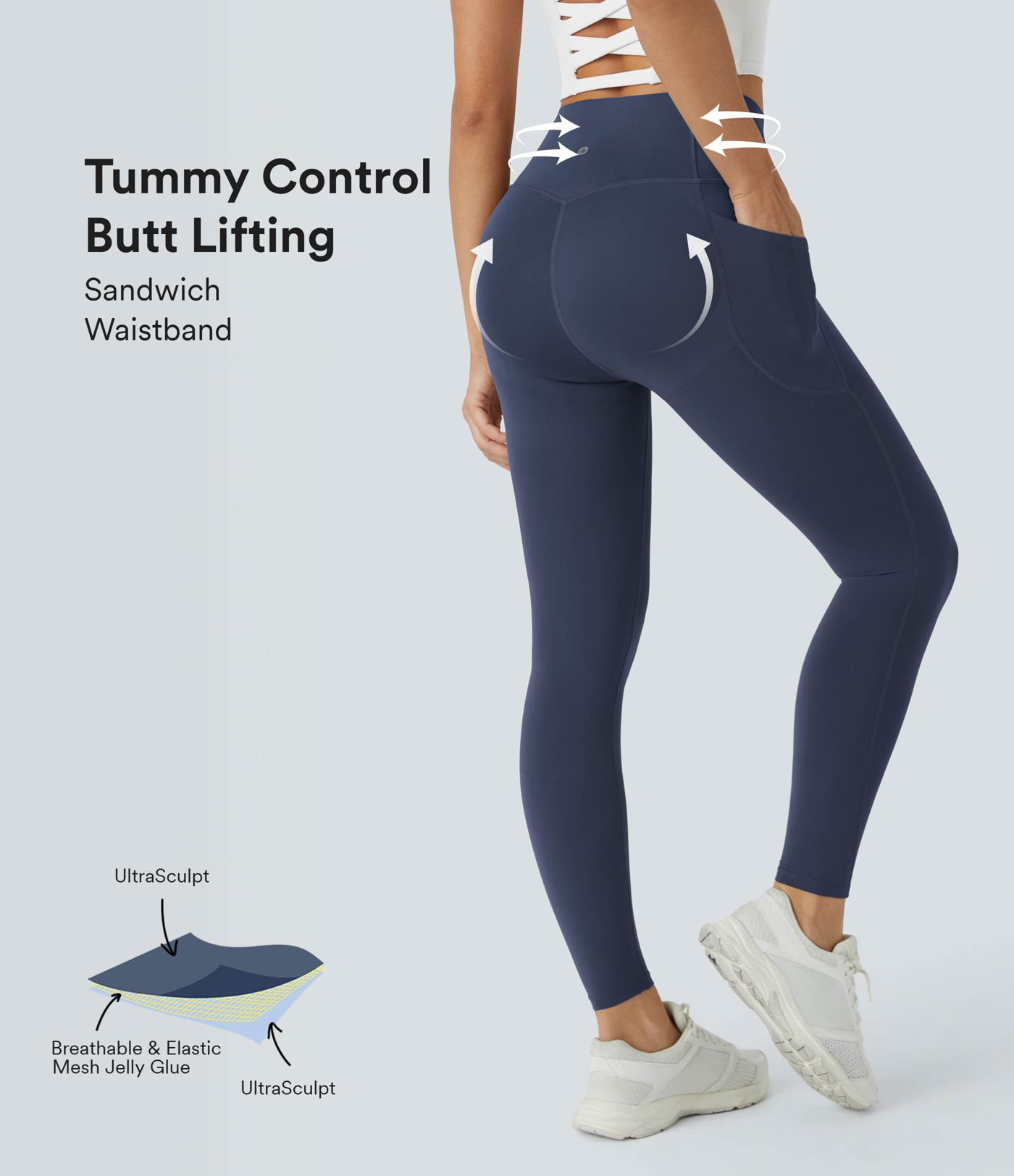 Halara UltraSculpt™ High Waisted Butt Lifting Tummy Control Shaping Women Gym leggings with pockets