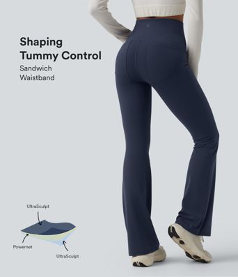 Halara UltraSculpt™ High Waisted Tummy Control Bootcut Workout Leggings with Pockets