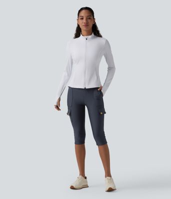 High Waisted Sheen Pedal Pusher Leggings with Pockets