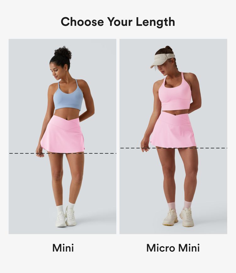 SoftlyZero™ prozračna 2-u-1 mikro-mini teniska suknja s visokim preklopnim strukom i džepom — UPF50+