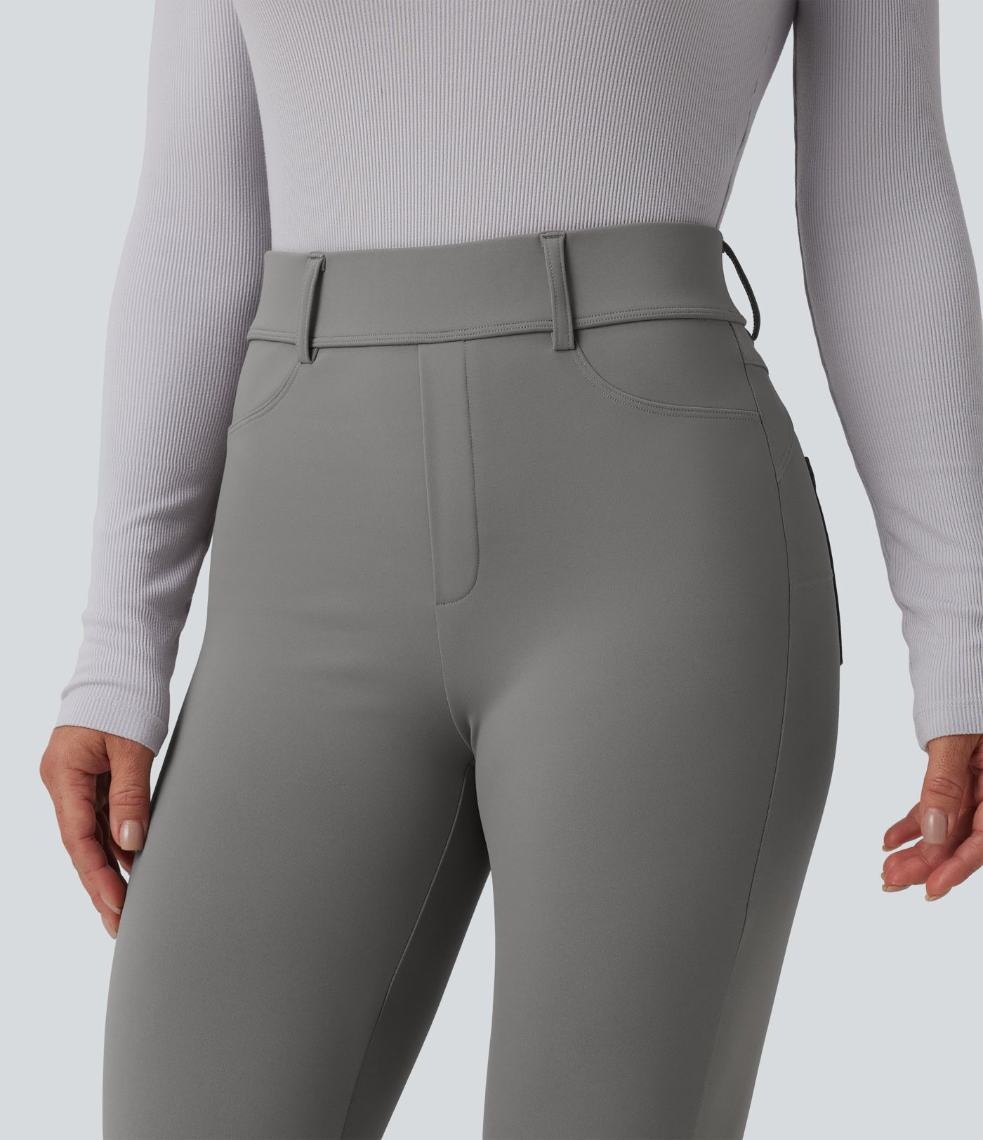 Leggings 7/8 SoftlyZero™ en tissu pelucheux thermique, taille haute, style décontracté, avec poches