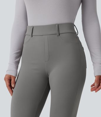 Leggings 7/8 SoftlyZero™ en tissu pelucheux thermique, taille haute, style décontracté, avec poches