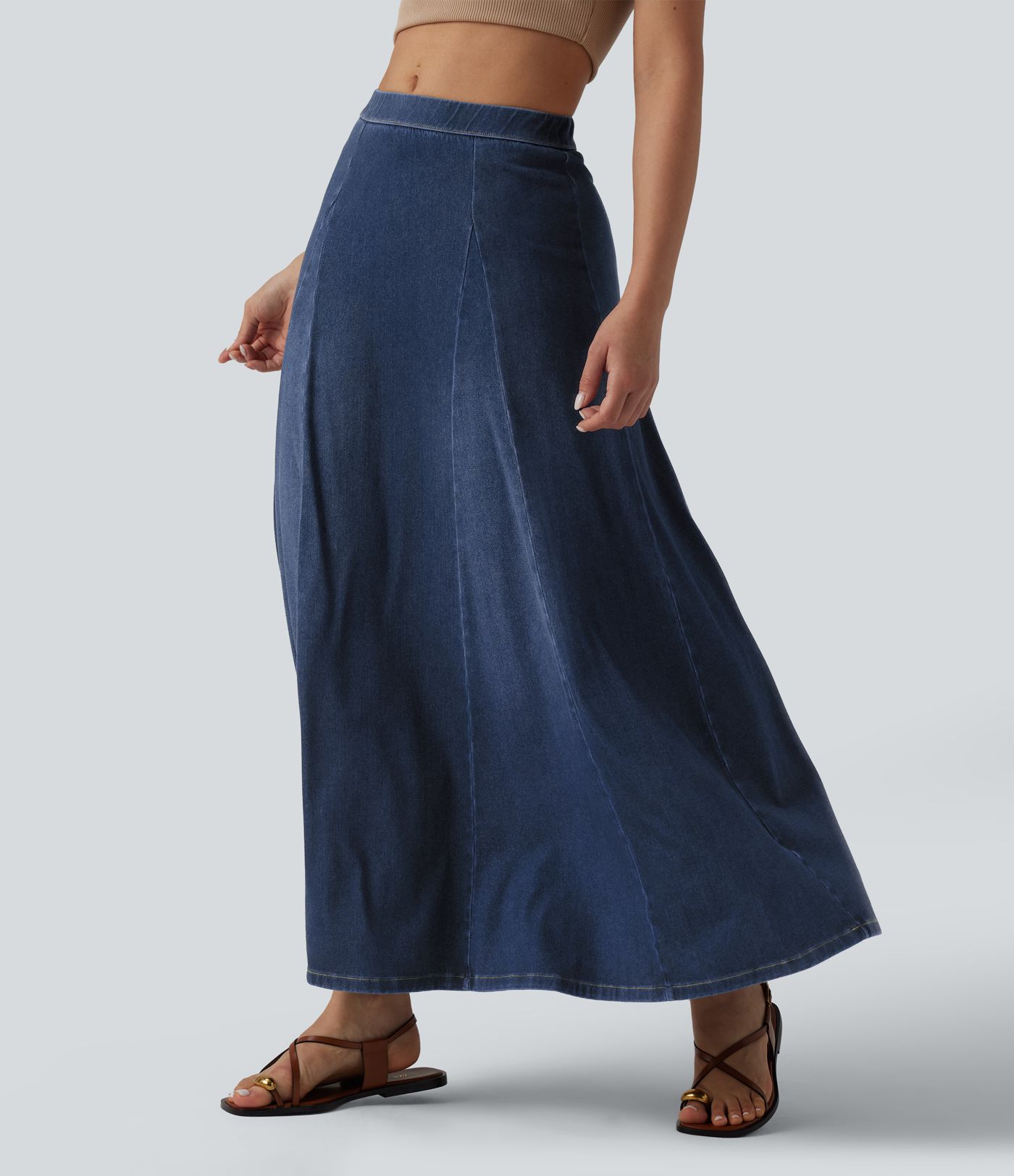 Halara Flex™ draped, flowy, mermaid-style maxi skirt with a mid-high waist