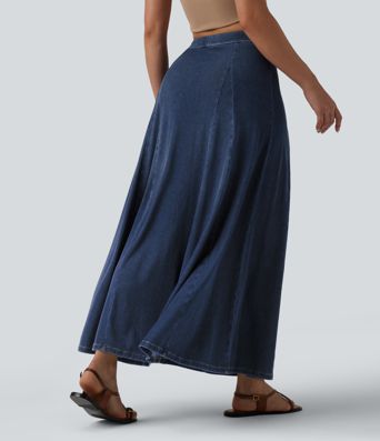 Halara Flex™ draped, flowy, mermaid-style maxi skirt with a mid-high waist