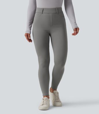 Leggings 7/8 SoftlyZero™ en tissu pelucheux thermique, taille haute, style décontracté, avec poches