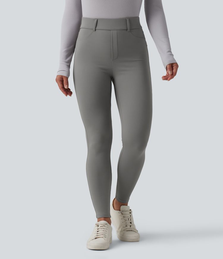 Leggings 7/8 SoftlyZero™ en tissu pelucheux thermique, taille haute, style décontracté, avec poches