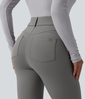 Leggings 7/8 SoftlyZero™ en tissu pelucheux thermique, taille haute, style décontracté, avec poches