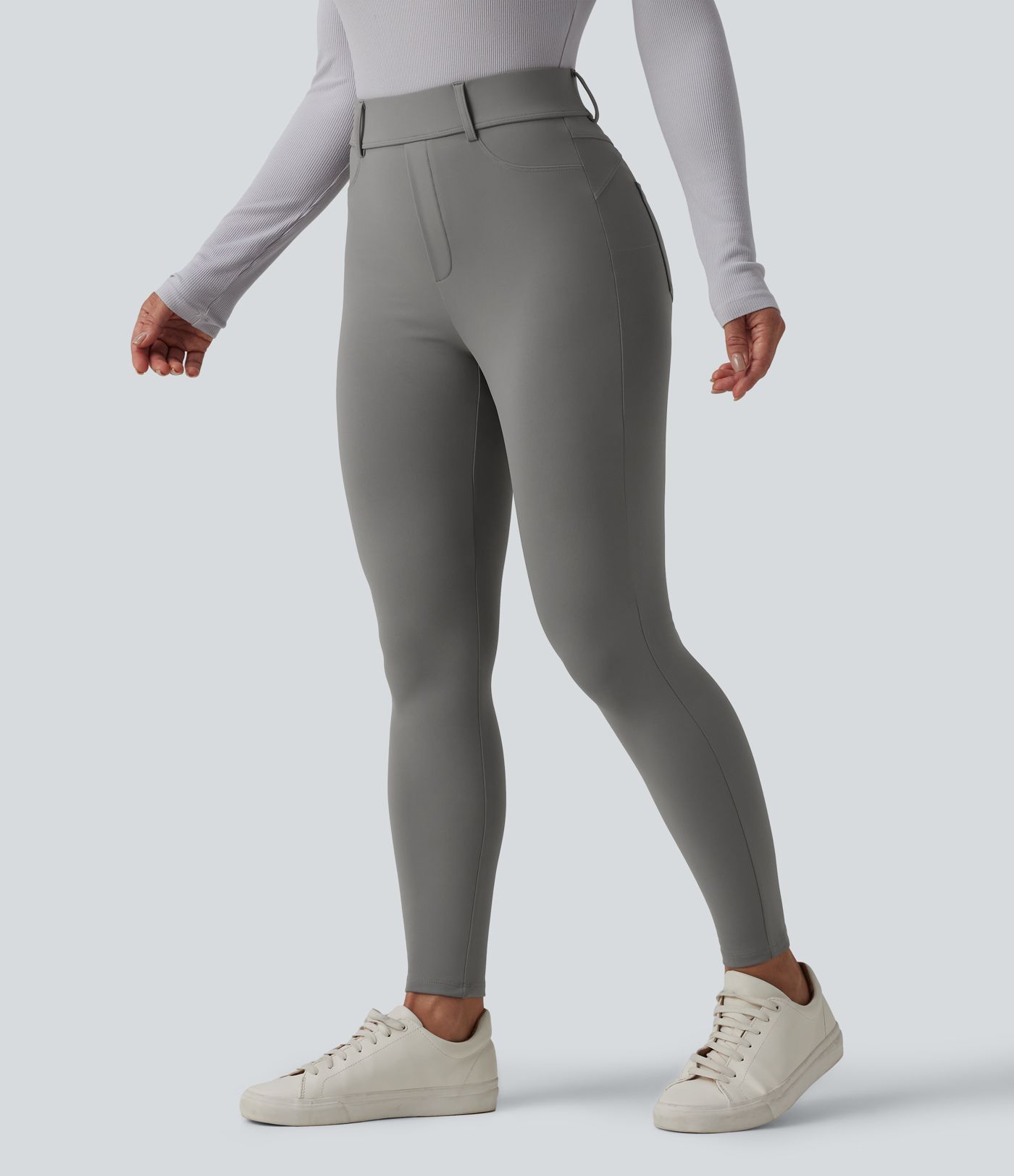 Leggings 7/8 SoftlyZero™ en tissu pelucheux thermique, taille haute, style décontracté, avec poches