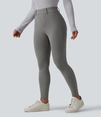 Leggings 7/8 SoftlyZero™ en tissu pelucheux thermique, taille haute, style décontracté, avec poches