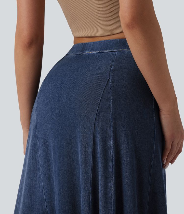 Halara Flex™ draped, flowy, mermaid-style maxi skirt with a mid-high waist