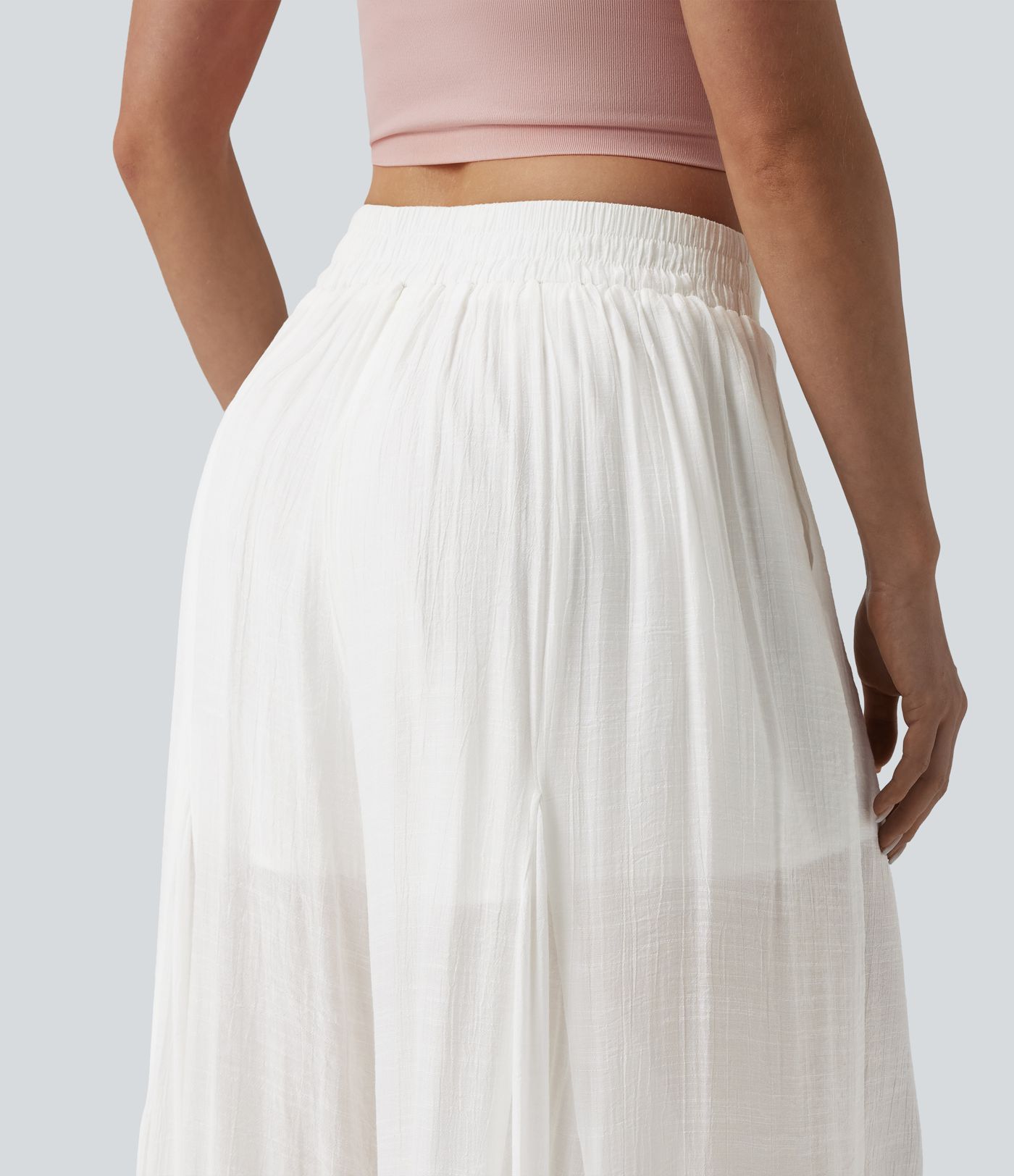 Pantalon baggy fluide taille mi-haute 2-en-1 avec poches